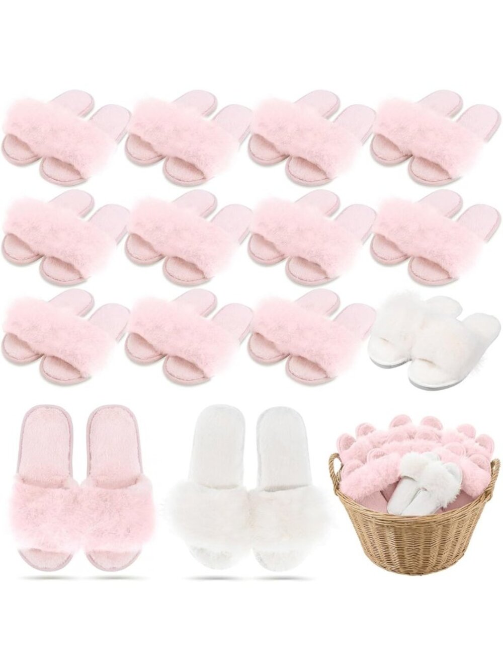 Cozy 12 Pair Fall Fuzzy Slippers Set for Bridesmaids & Bridal Parties